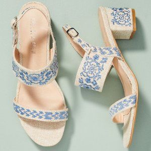 Anthropologie Chelsea Fantasy Denim Heeled Sandal